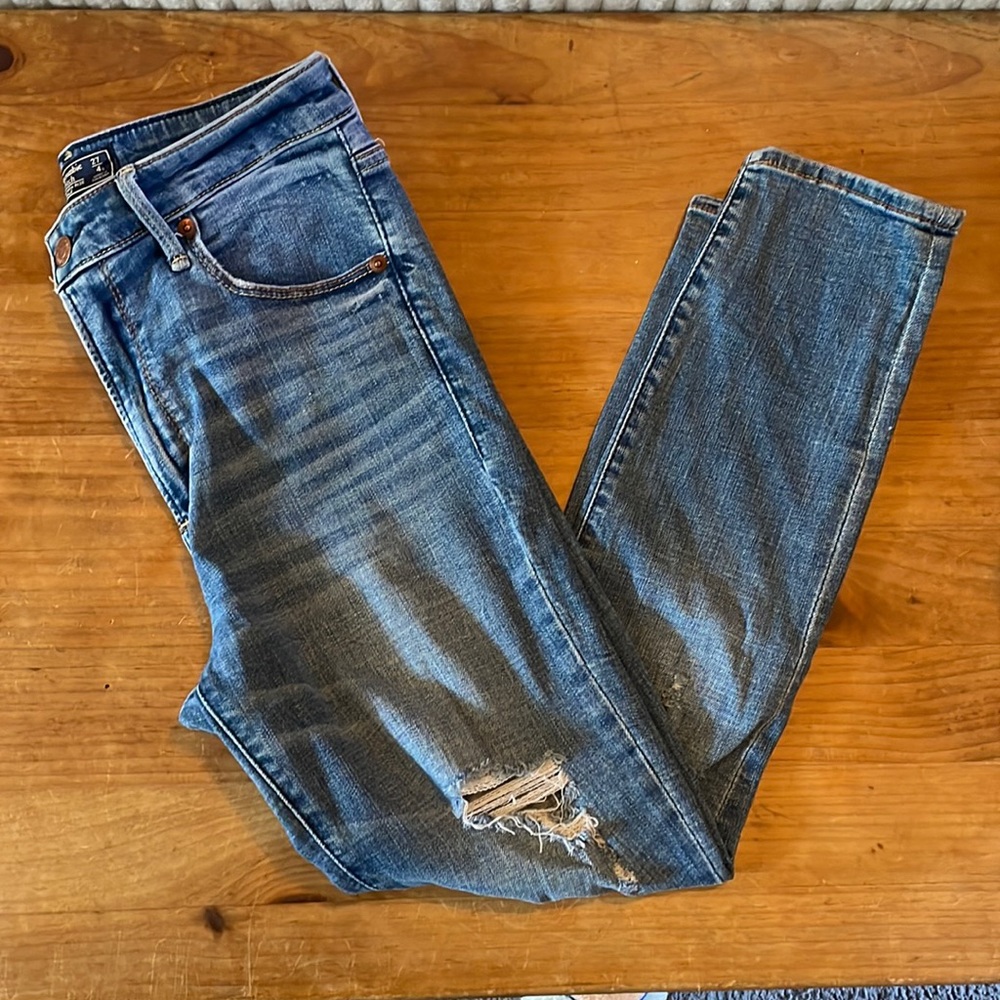 Abercrombie Women's Ripped High Rise Super Skinny Ankle Jeans